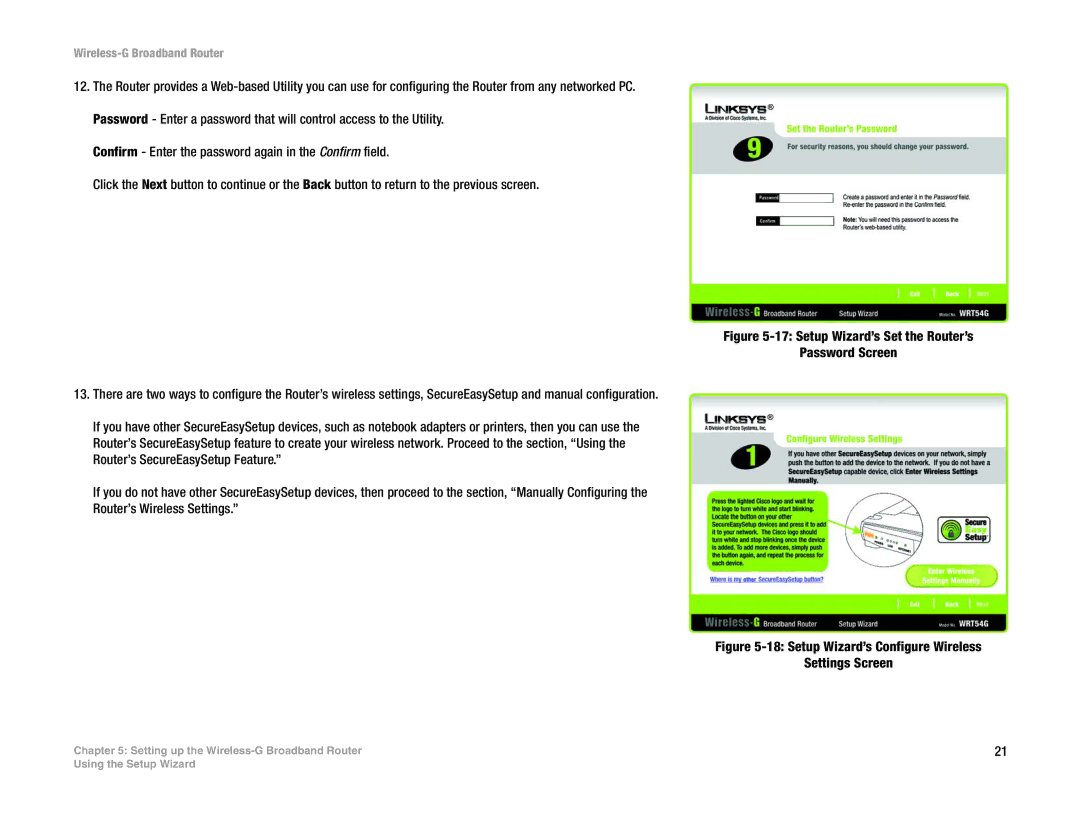 Linksys WRT54GL (EU/LA) manual Setup Wizard’s Configure Wireless Settings Screen 