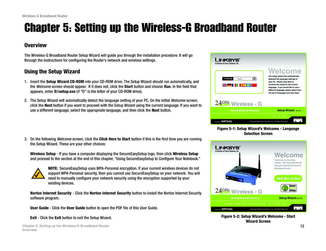 Linksys WRT54GL manual Setting up the Wireless-G Broadband Router, Using the Setup Wizard 