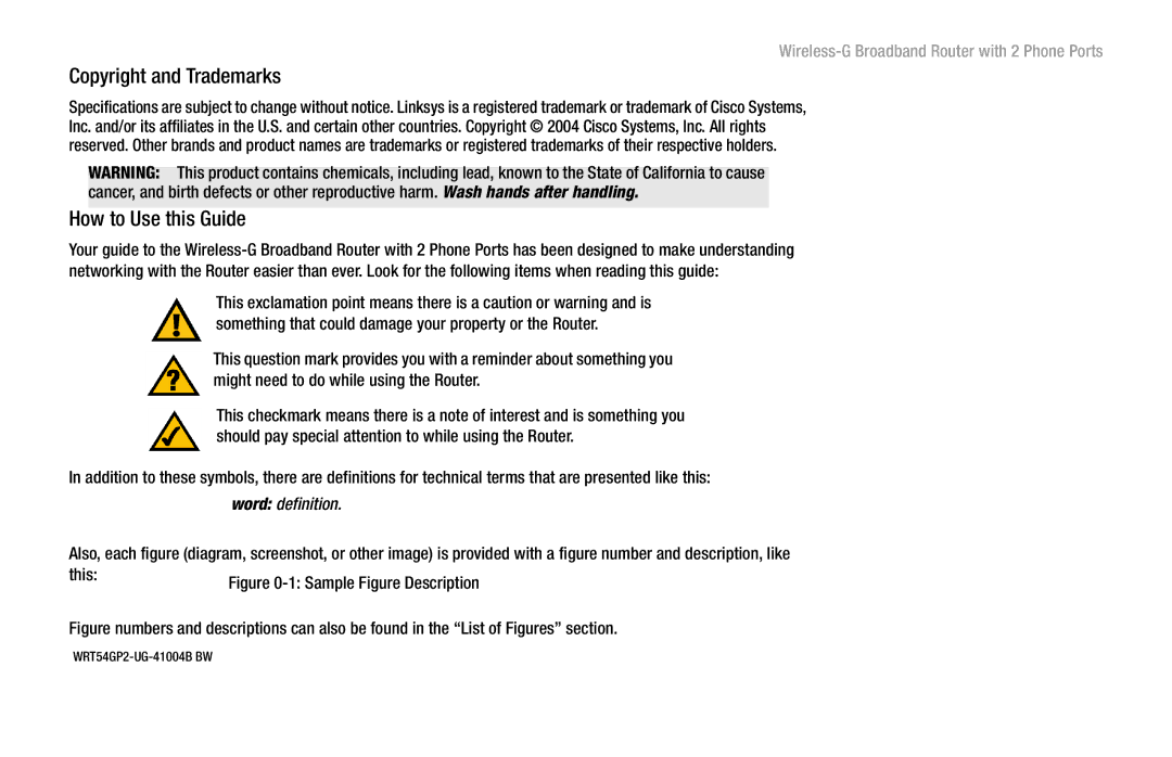 Linksys WRT54GP2 manual Copyright and Trademarks, How to Use this Guide, Word definition 