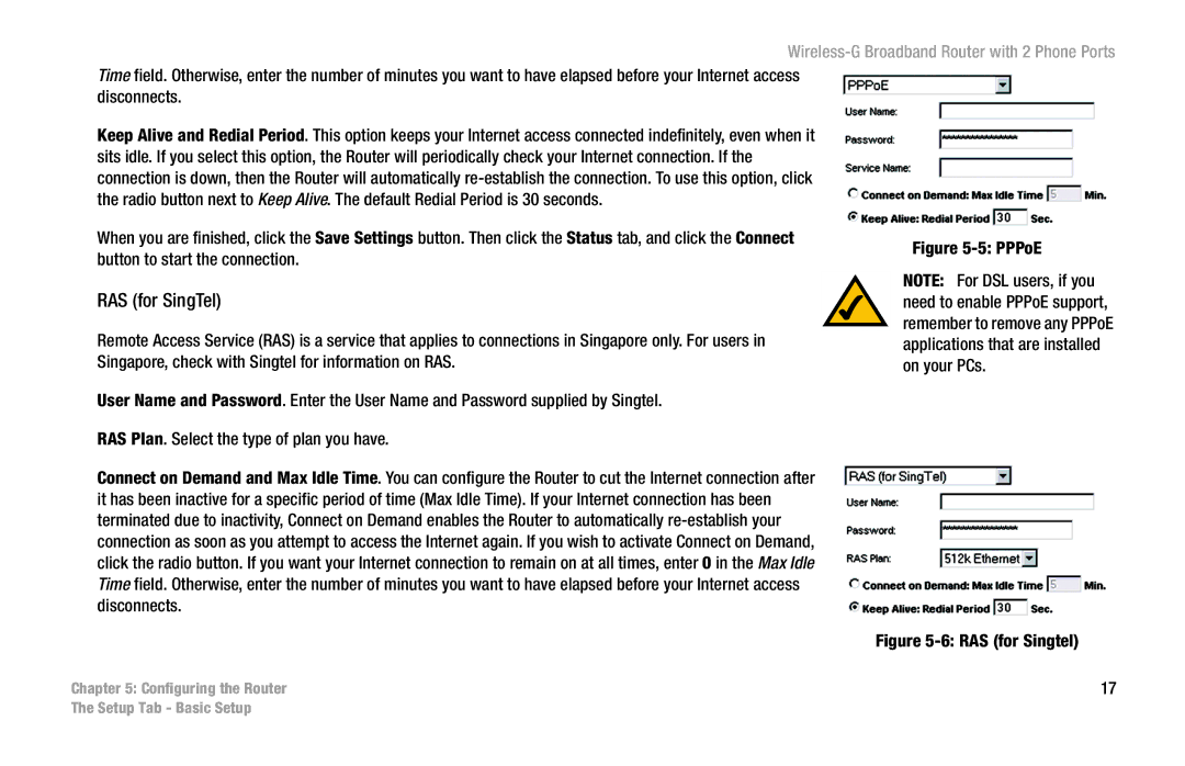 Linksys WRT54GP2 manual RAS for SingTel, PPPoE 