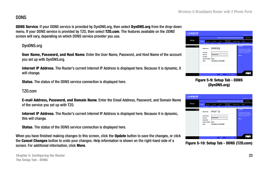 Linksys WRT54GP2 manual DynDNS.org, TZO.com 