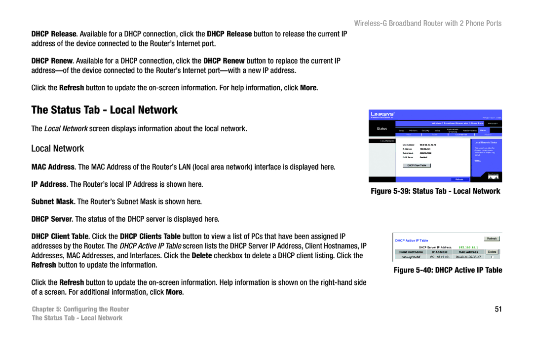 Linksys WRT54GP2 manual Status Tab Local Network 