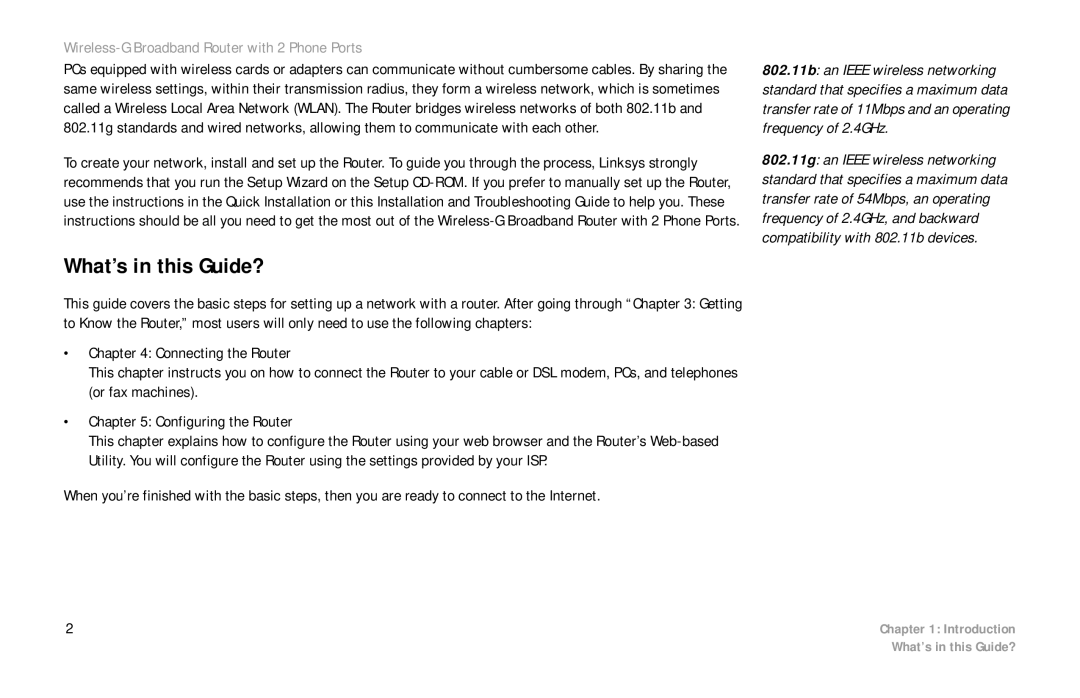 Linksys WRT54GP2 manual What’s in this Guide? 