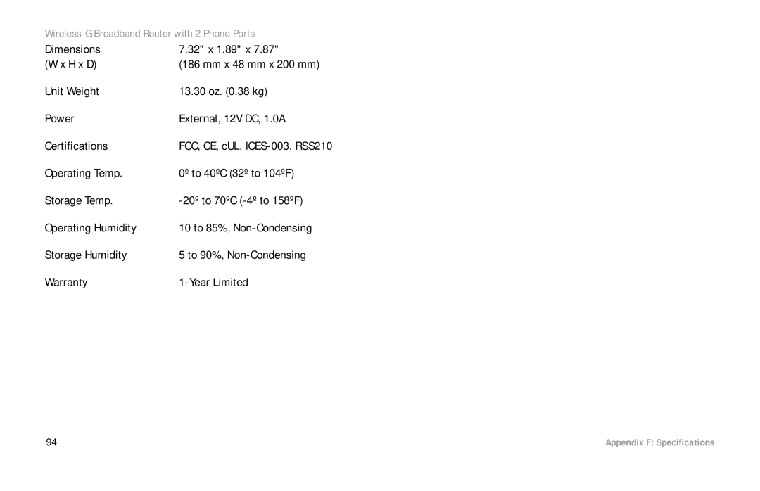 Linksys WRT54GP2 manual Dimensions 32 x 1.89 x H x D 