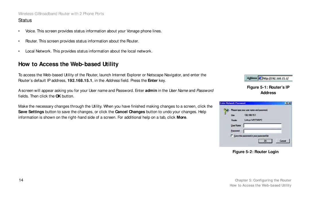 Linksys WRT54GP2 manual How to Access the Web-based Utility, Status 