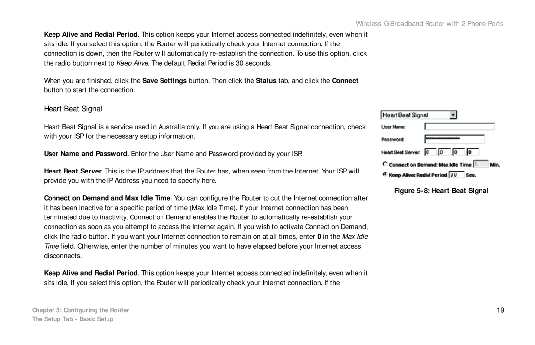 Linksys WRT54GP2 manual Heart Beat Signal 