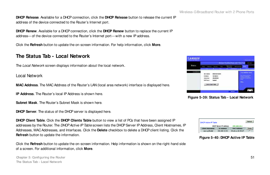 Linksys WRT54GP2 manual Status Tab Local Network 