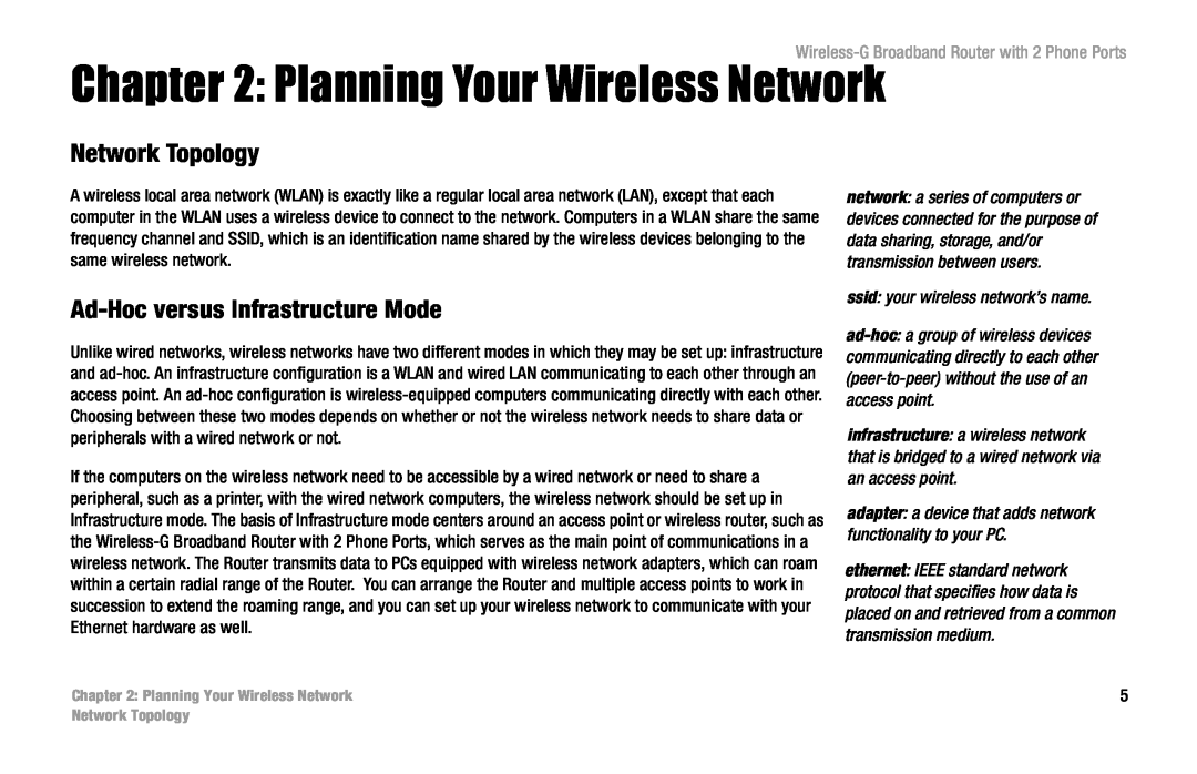 Linksys WRT54GP2 manual Planning Your Wireless Network, Network Topology, Ad-Hoc versus Infrastructure Mode 