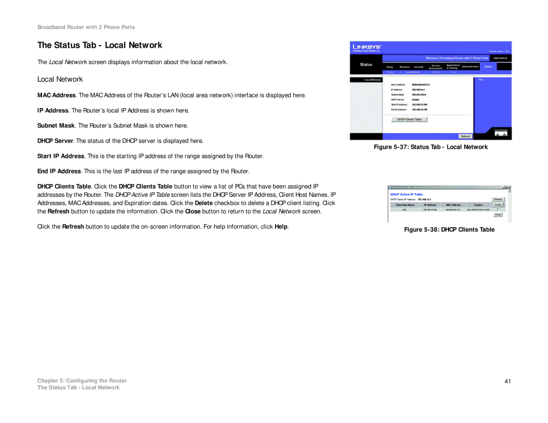 Linksys WRT54GP2A-AT manual Status Tab Local Network 