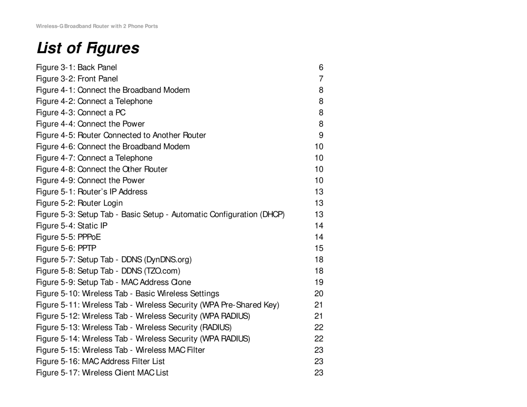 Linksys WRT54GP2A-AT manual List of Figures, Back Panel 