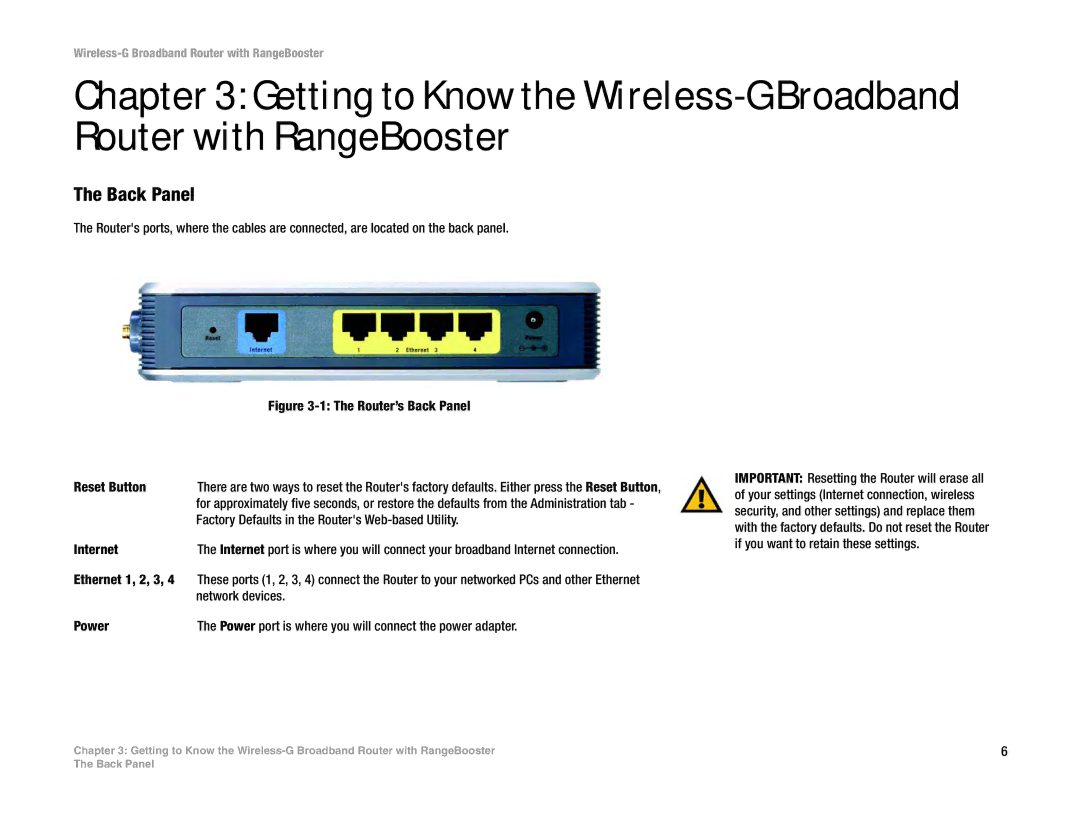 Linksys WRT54GR manual Back Panel, Network devices 