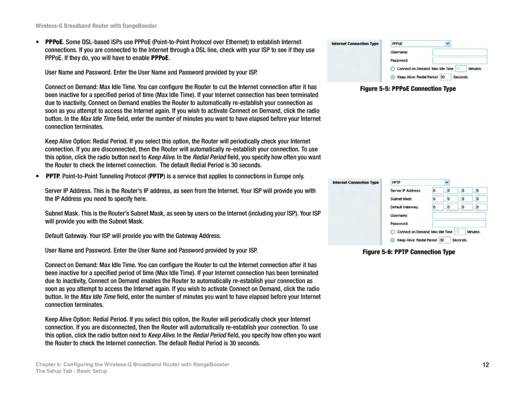 Linksys WRT54GR manual PPPoE Connection Type 