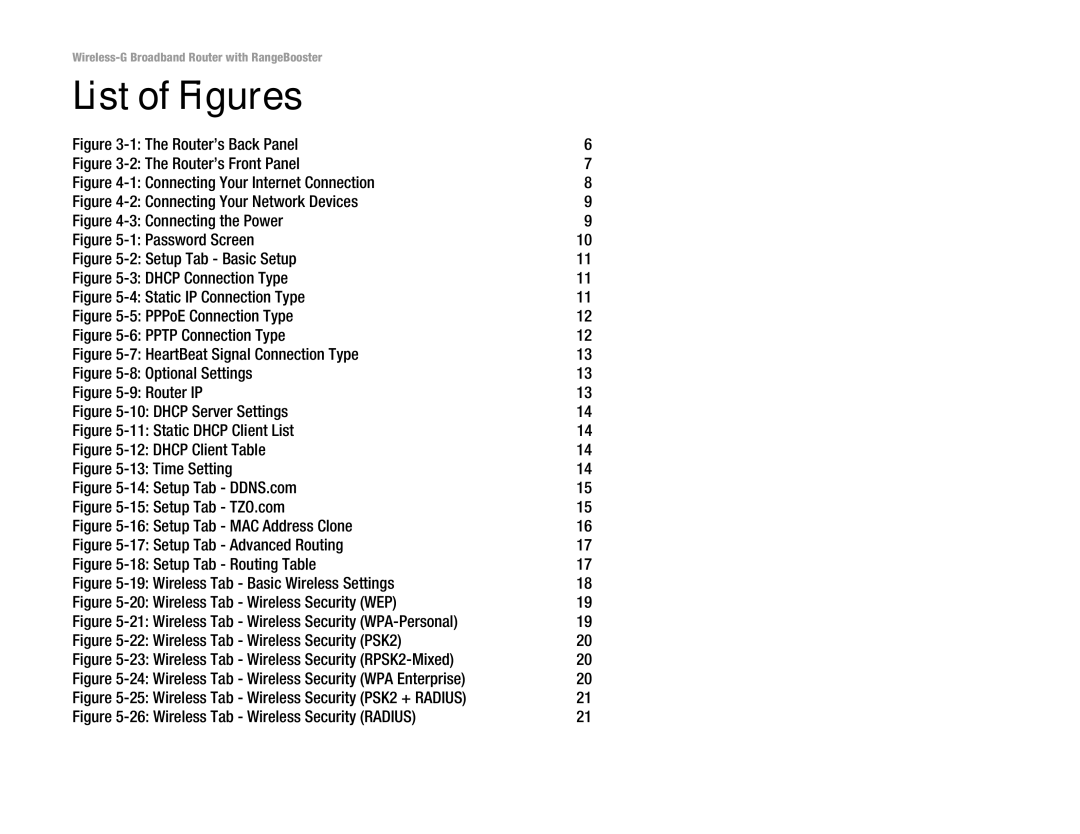 Linksys WRT54GR manual List of Figures, Router’s Back Panel 