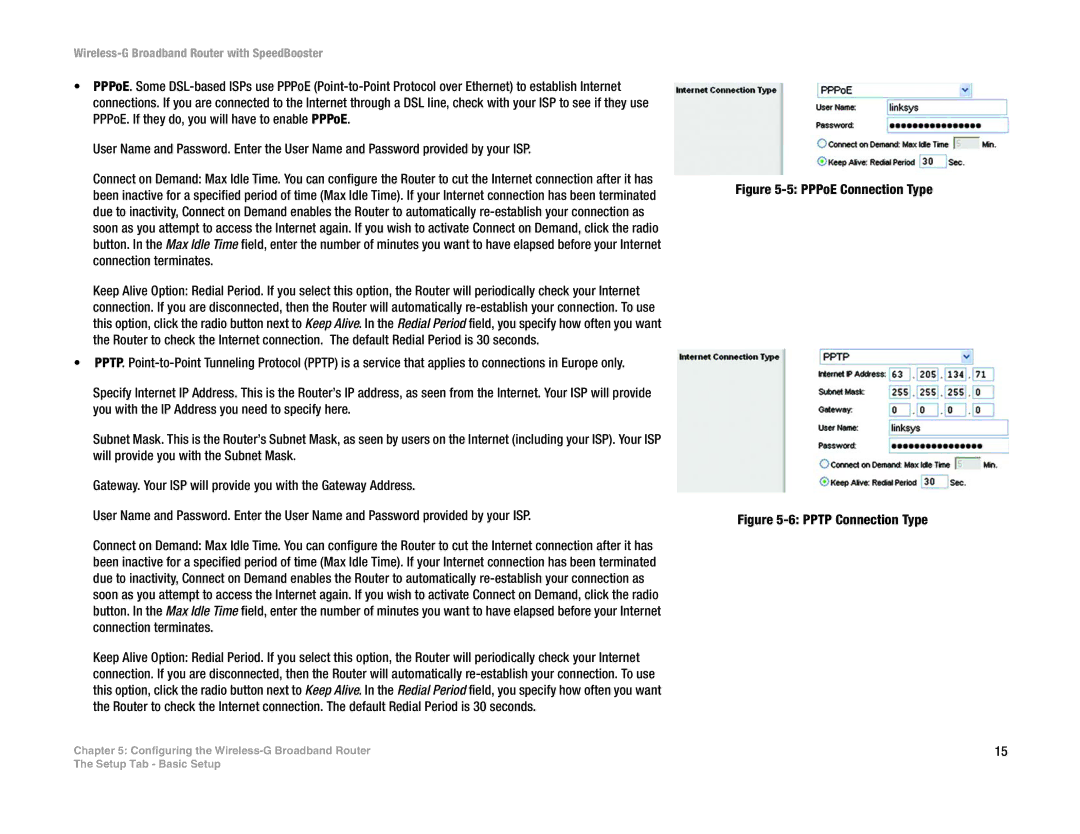 Linksys WRT54GS manual PPPoE Connection Type 