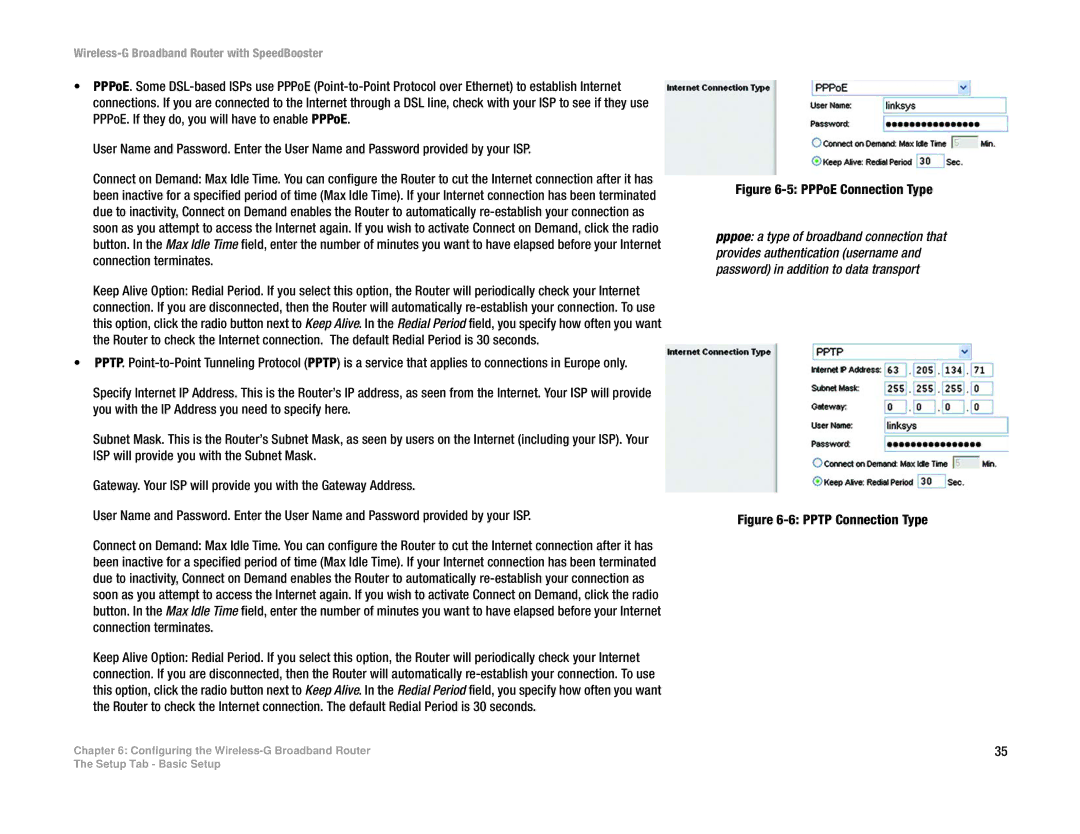 Linksys WRT54GS manual PPPoE Connection Type 