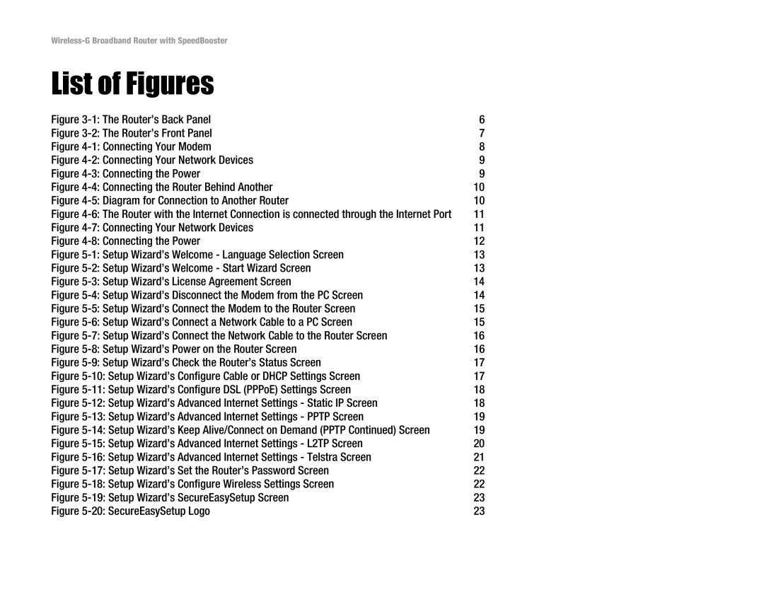 Linksys WRT54GS manual List of Figures, Router’s Back Panel 