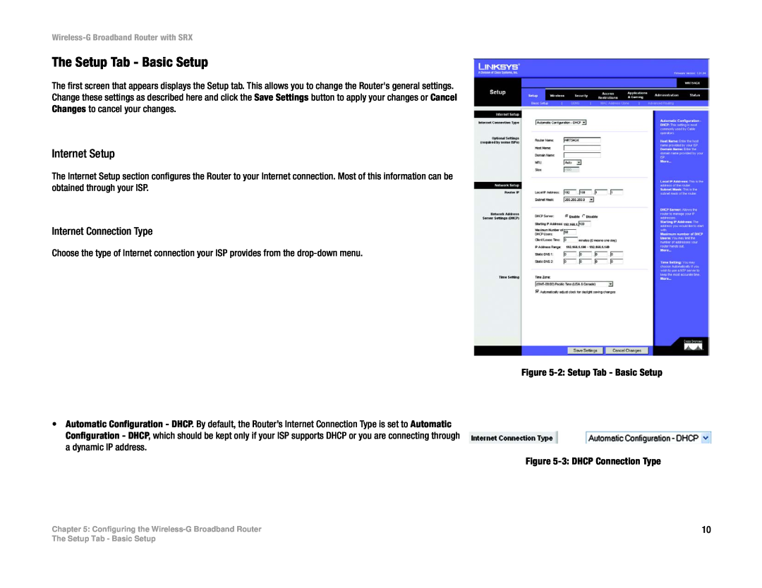 Linksys WRT54GX manual The Setup Tab - Basic Setup, Internet Setup 
