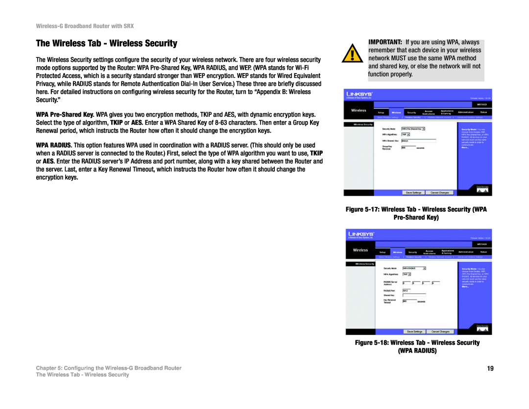 Linksys WRT54GX manual The Wireless Tab - Wireless Security 