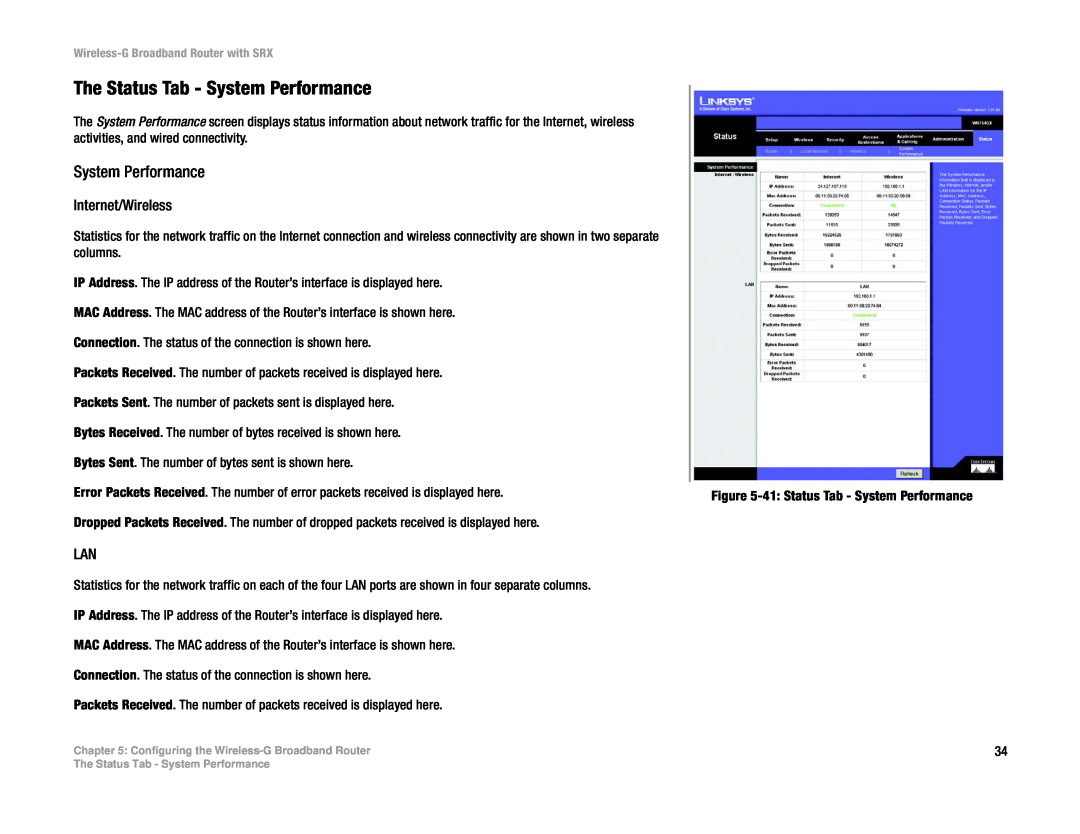 Linksys WRT54GX manual The Status Tab - System Performance 