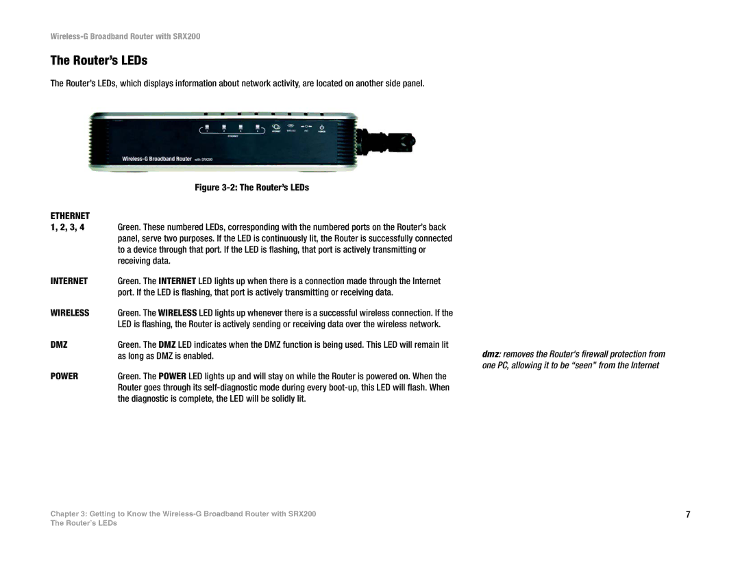 Linksys WRT54GX2 manual Router’s LEDs, Wireless 