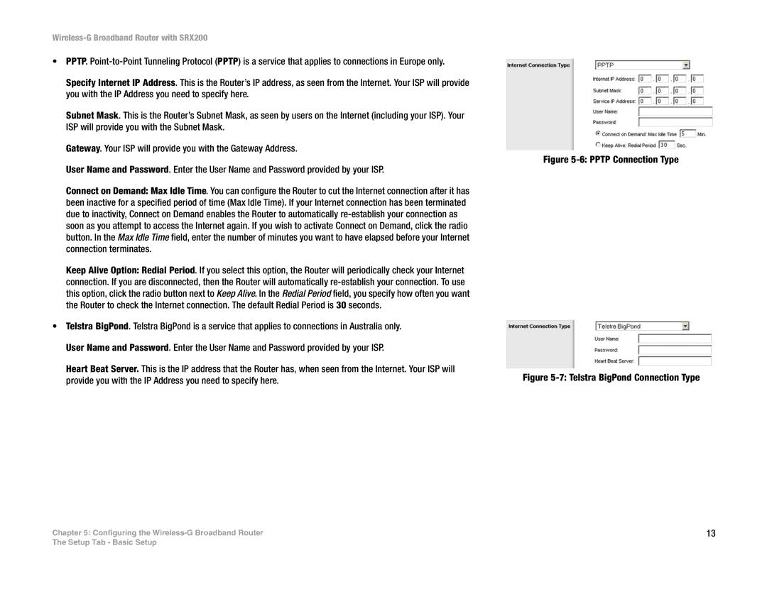 Linksys WRT54GX2 manual Pptp Connection Type 