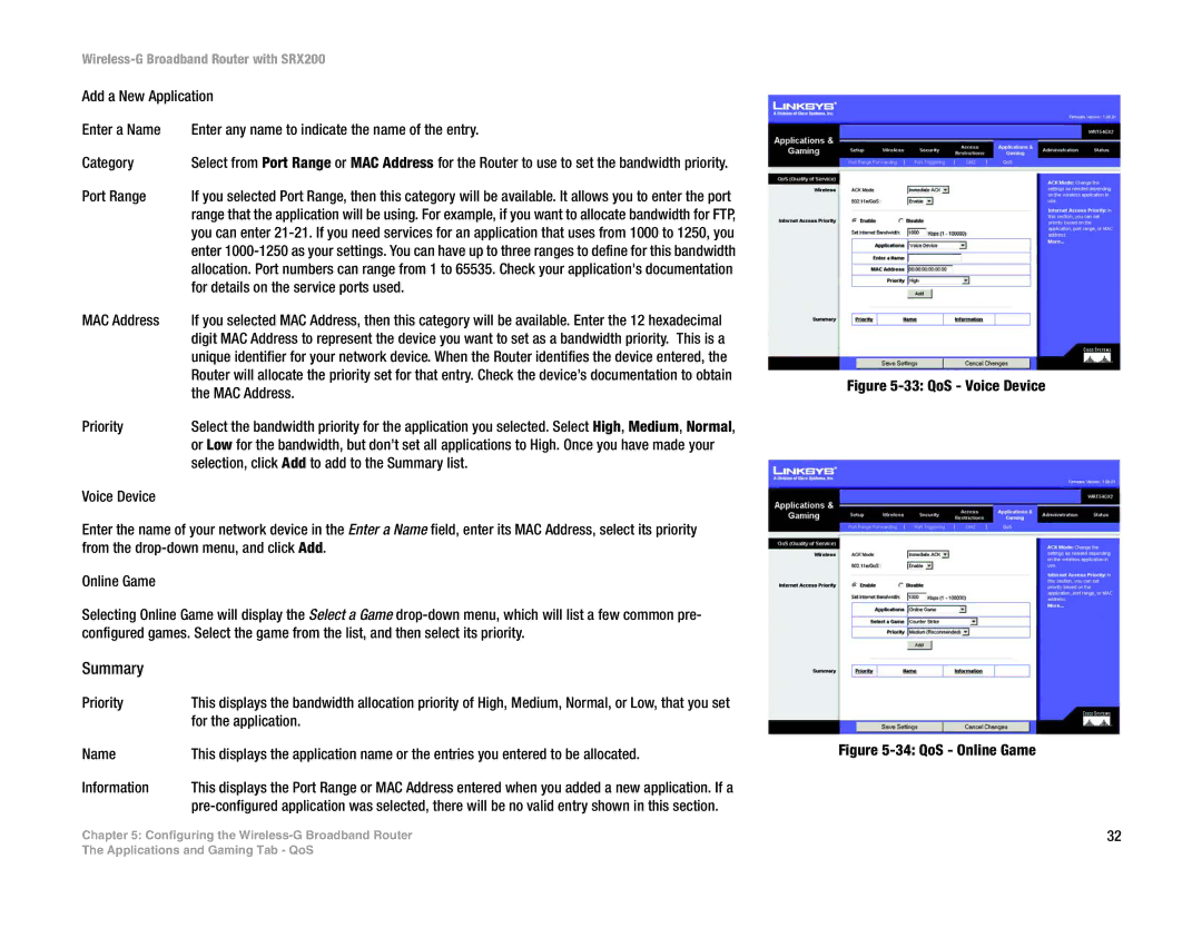 Linksys WRT54GX2 manual Summary, Port Range 