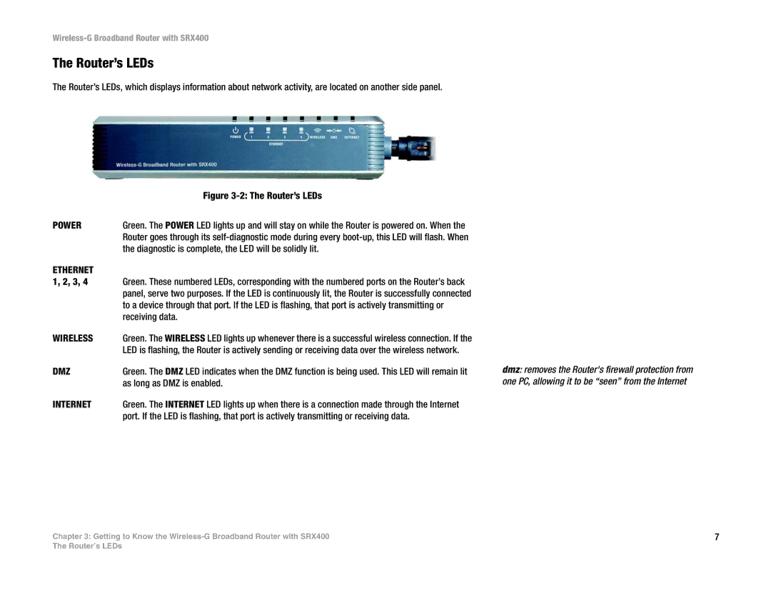 Linksys WRT54GX4 manual Router’s LEDs, Power 