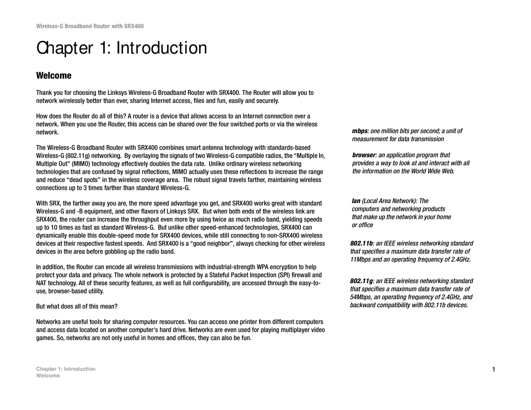 Linksys WRT54GX4 manual Introduction, Welcome 