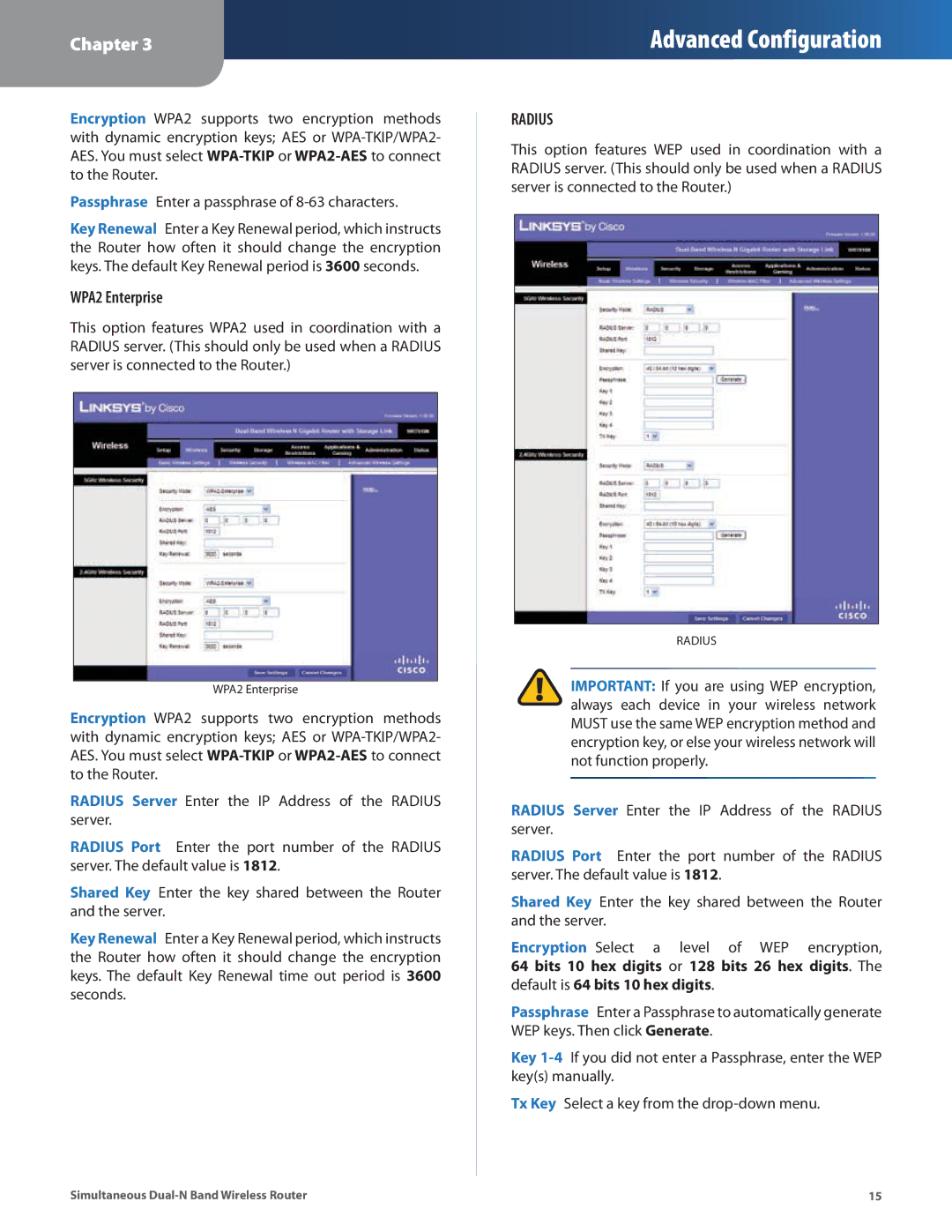 Linksys WRT610N manual WPA2 Enterprise, Radius 