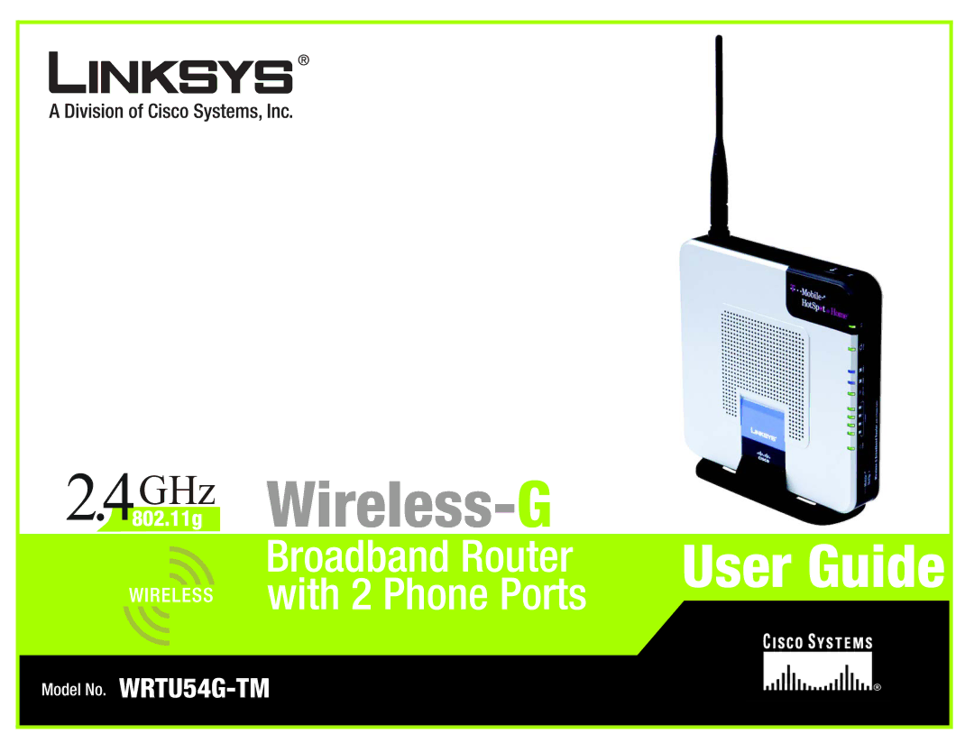 Linksys WRTU54G-TM manual GHz .11g Wireless- G 