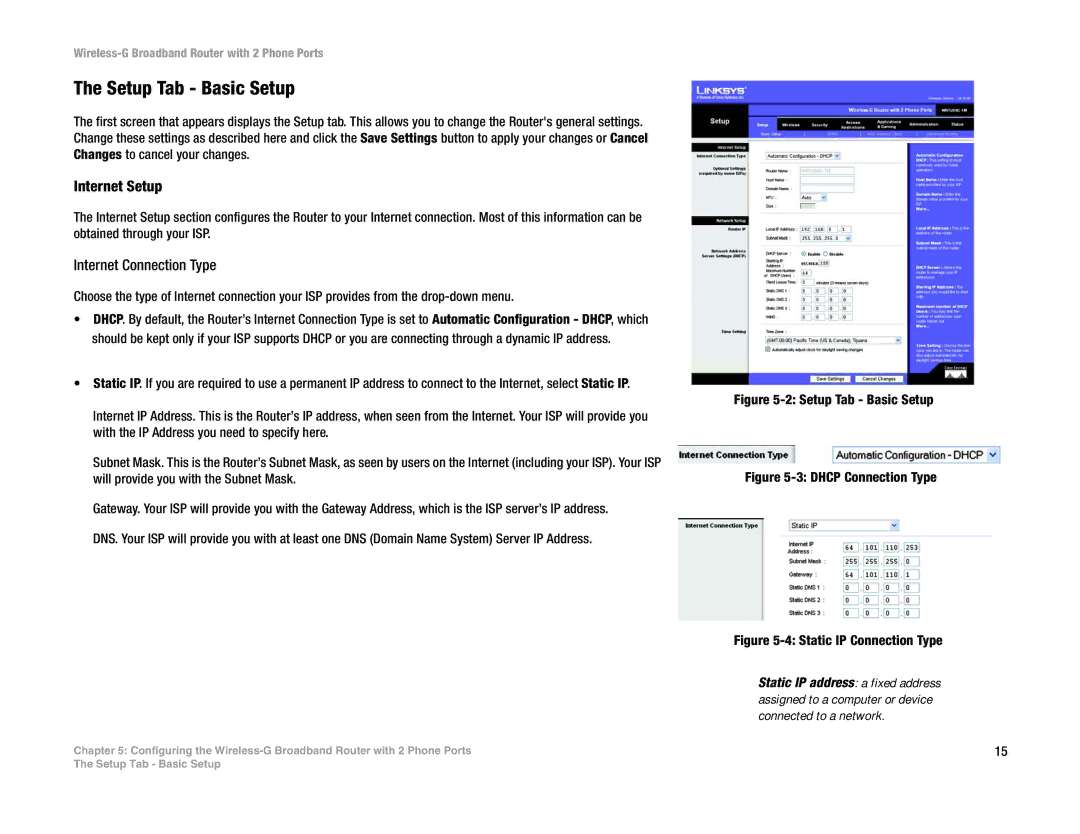 Linksys WRTU54G-TM manual Setup Tab Basic Setup, Internet Setup 