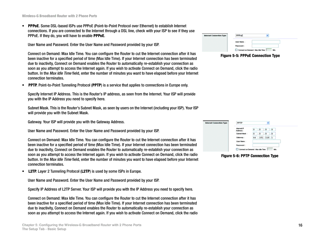 Linksys WRTU54G-TM manual PPPoE Connection Type 