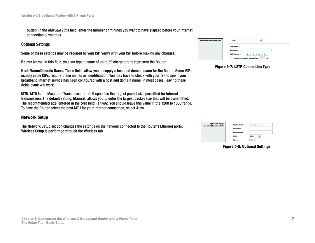 Linksys WRTU54G-TM manual Optional Settings 