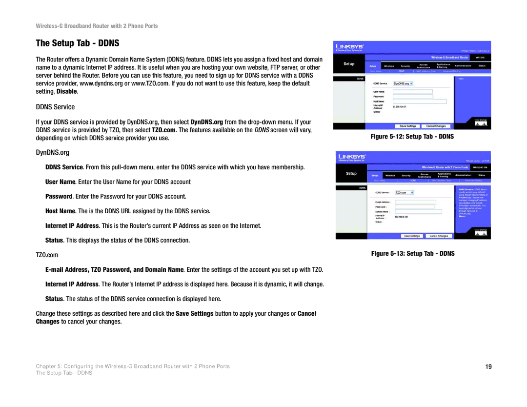 Linksys WRTU54G-TM manual Setup Tab Ddns, Ddns Service 