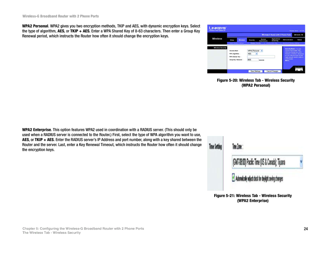 Linksys WRTU54G-TM manual Wireless Tab Wireless Security WPA2 Enterprise 