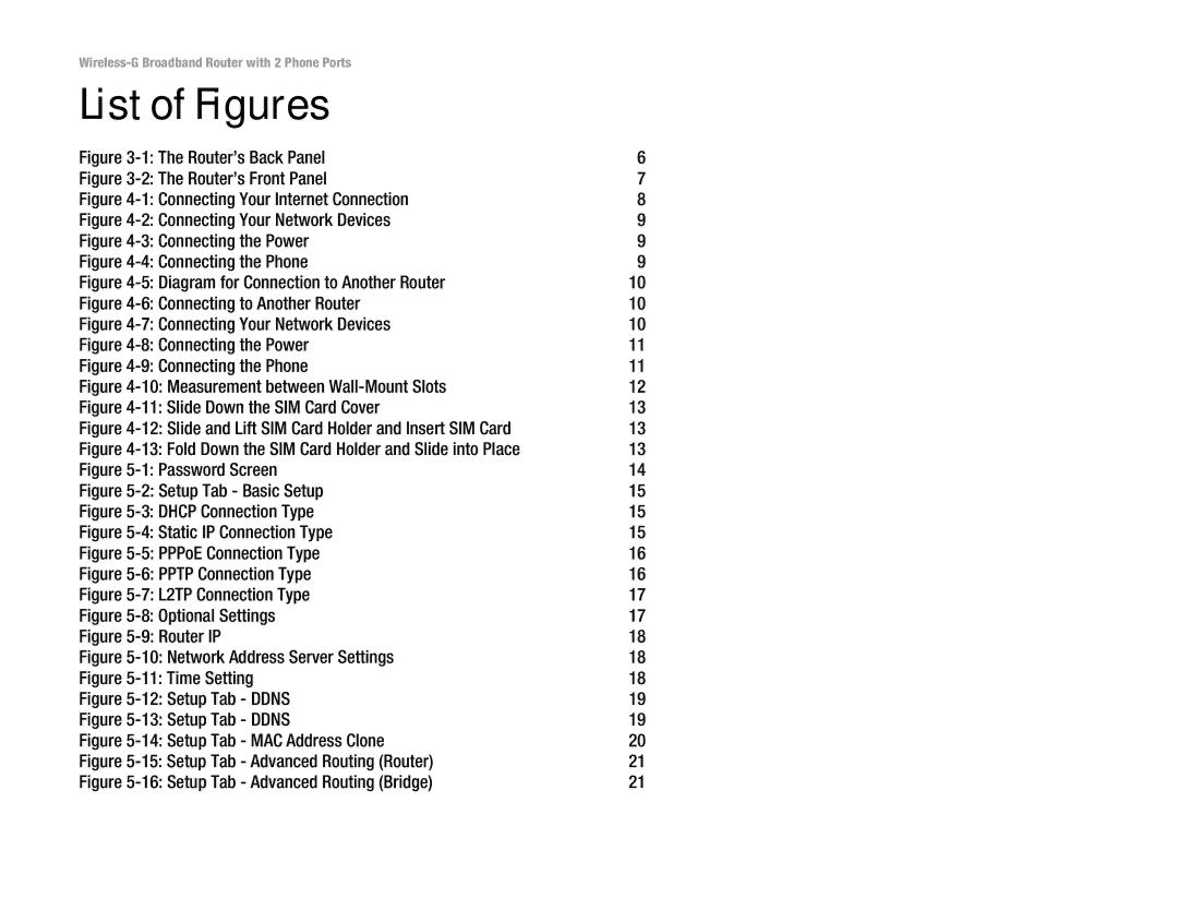 Linksys WRTU54G-TM manual List of Figures, Router’s Back Panel 