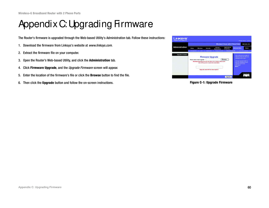 Linksys WRTU54G-TM manual Appendix C Upgrading Firmware, Figure C-1 Upgrade Firmware 