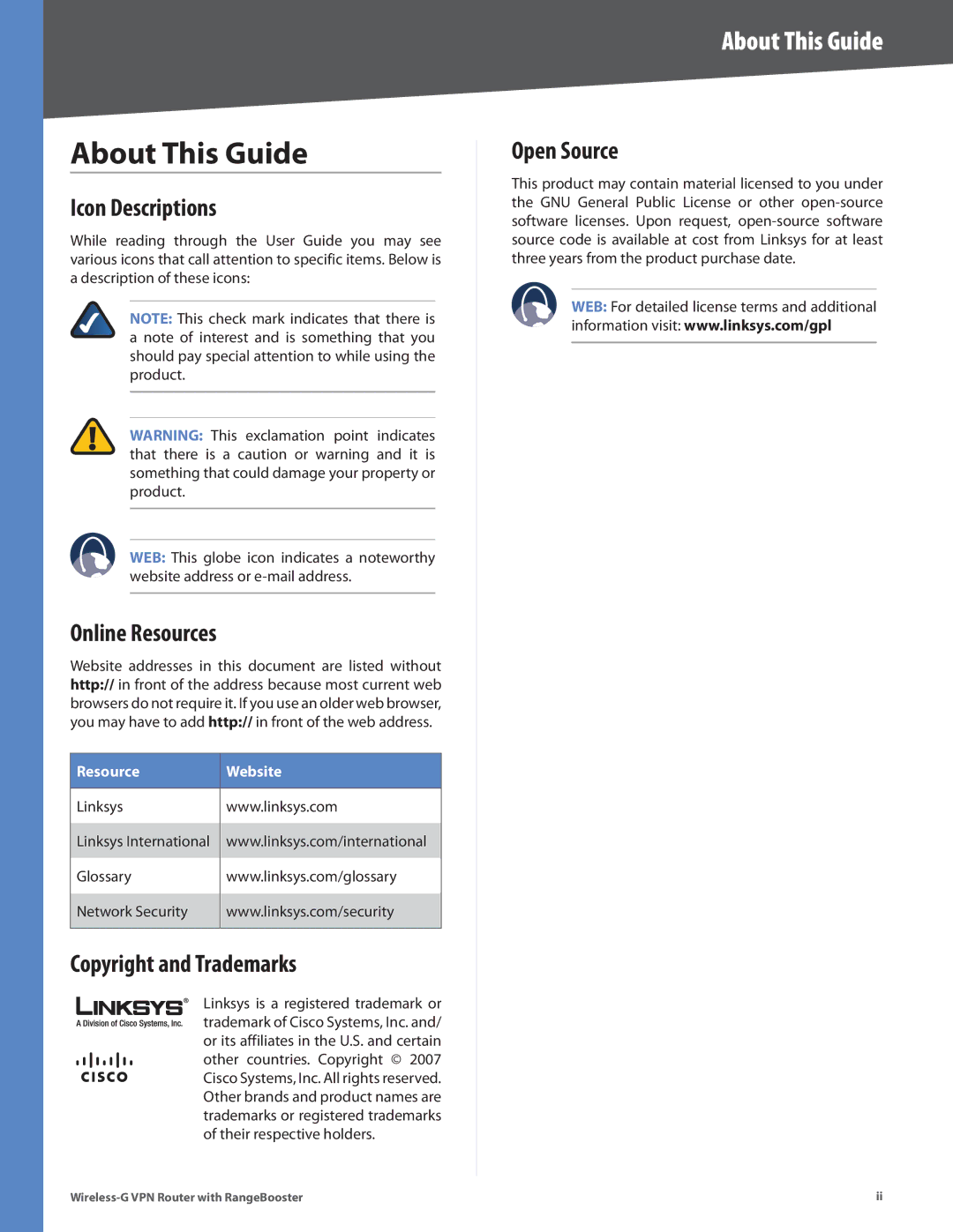 Linksys WRV200 manual About This Guide 