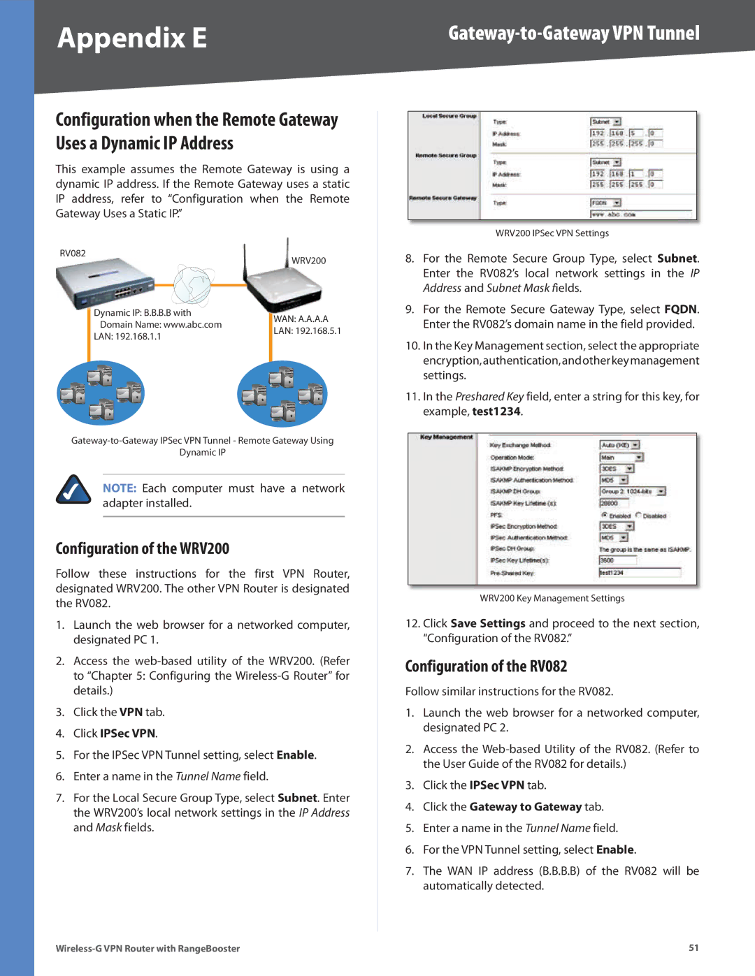 Linksys manual RV082 WRV200 Dynamic IP B.B.B.B with 