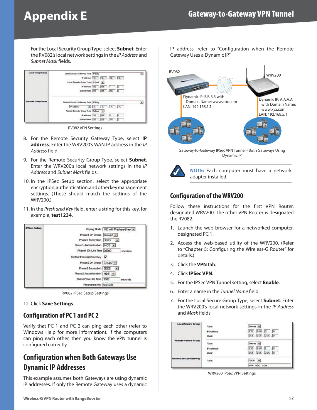 Linksys WRV200 manual Configuration when Both Gateways Use Dynamic IP Addresses 