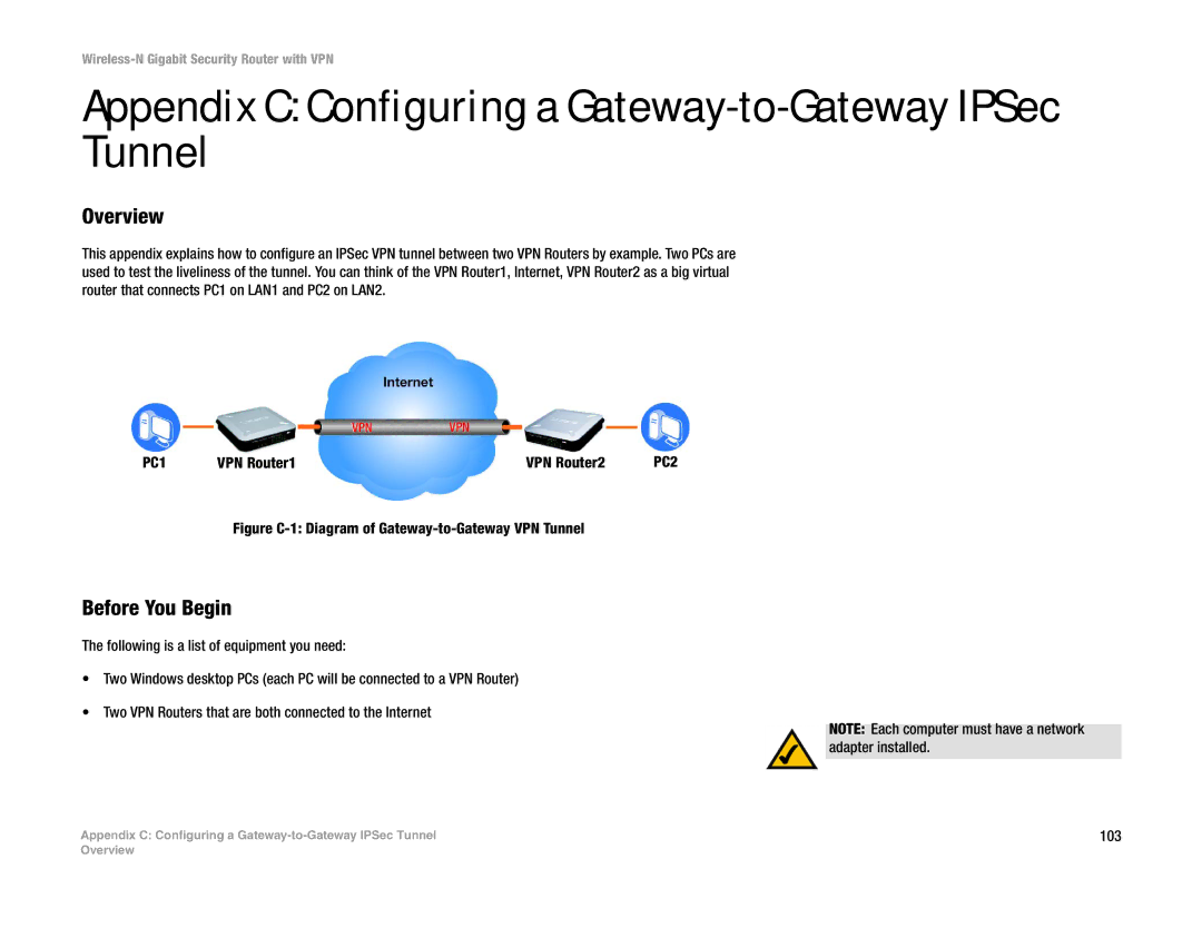 Linksys WRVS4400N manual Appendix C Configuring a Gateway-to-Gateway IPSec Tunnel 