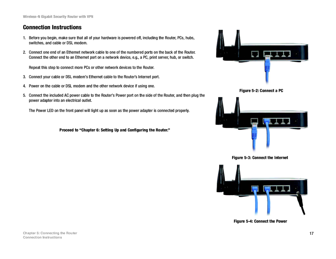 Linksys WRVS4400N manual Connection Instructions, Connect a PC 