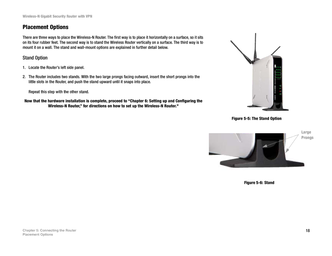 Linksys WRVS4400N manual Placement Options, Stand Option 