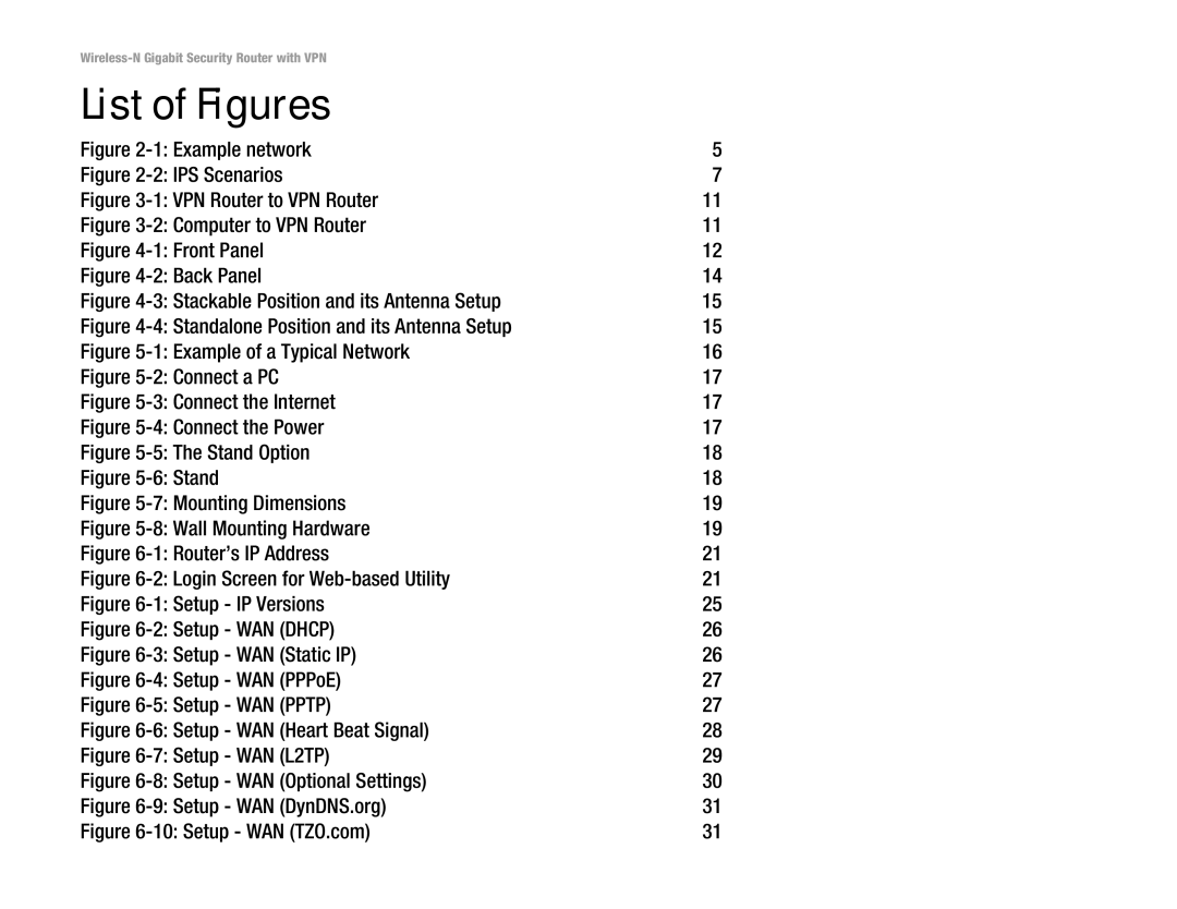 Linksys WRVS4400N manual List of Figures, Example network 