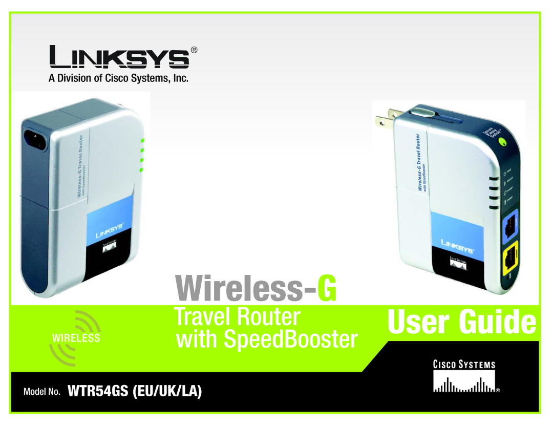 Linksys WTR54GS manual Wireless- G 