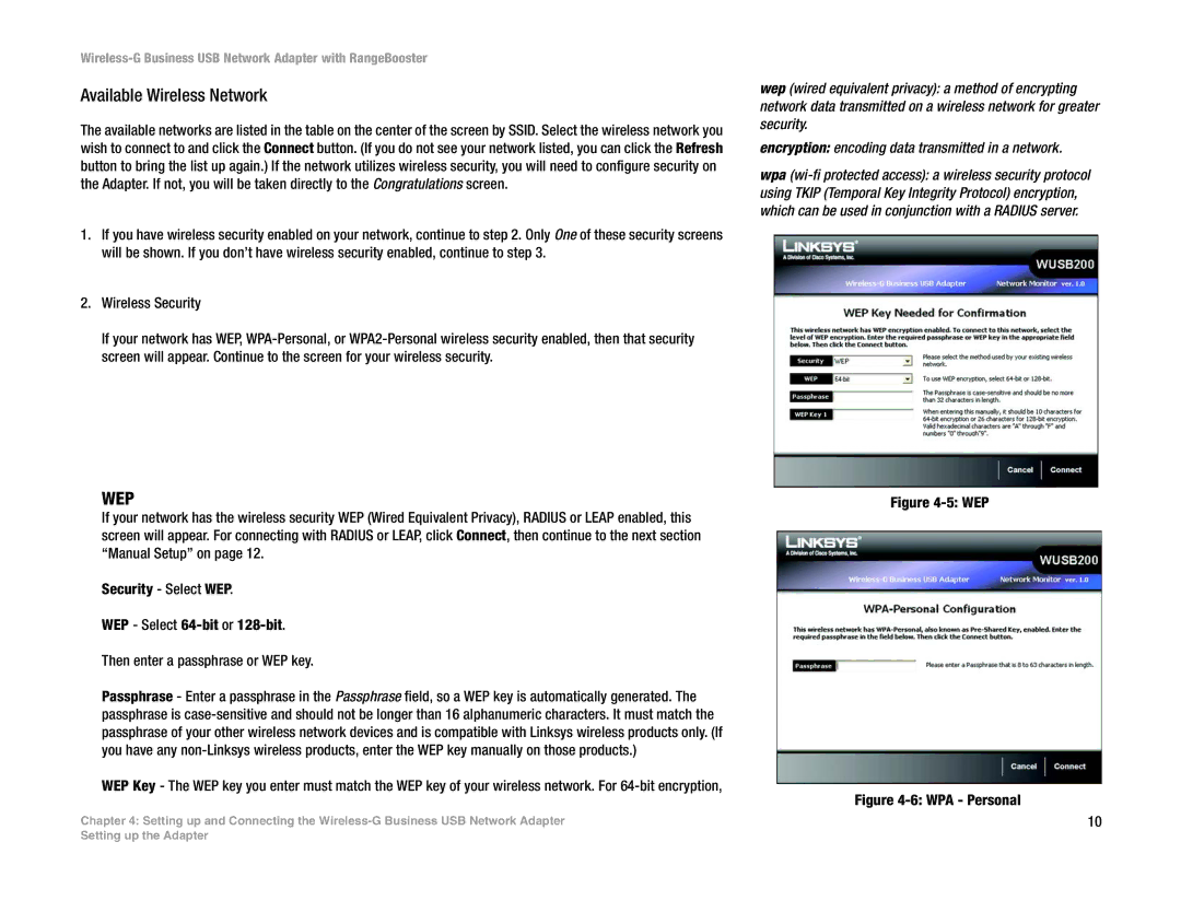 Linksys WUSB200 manual Wep 