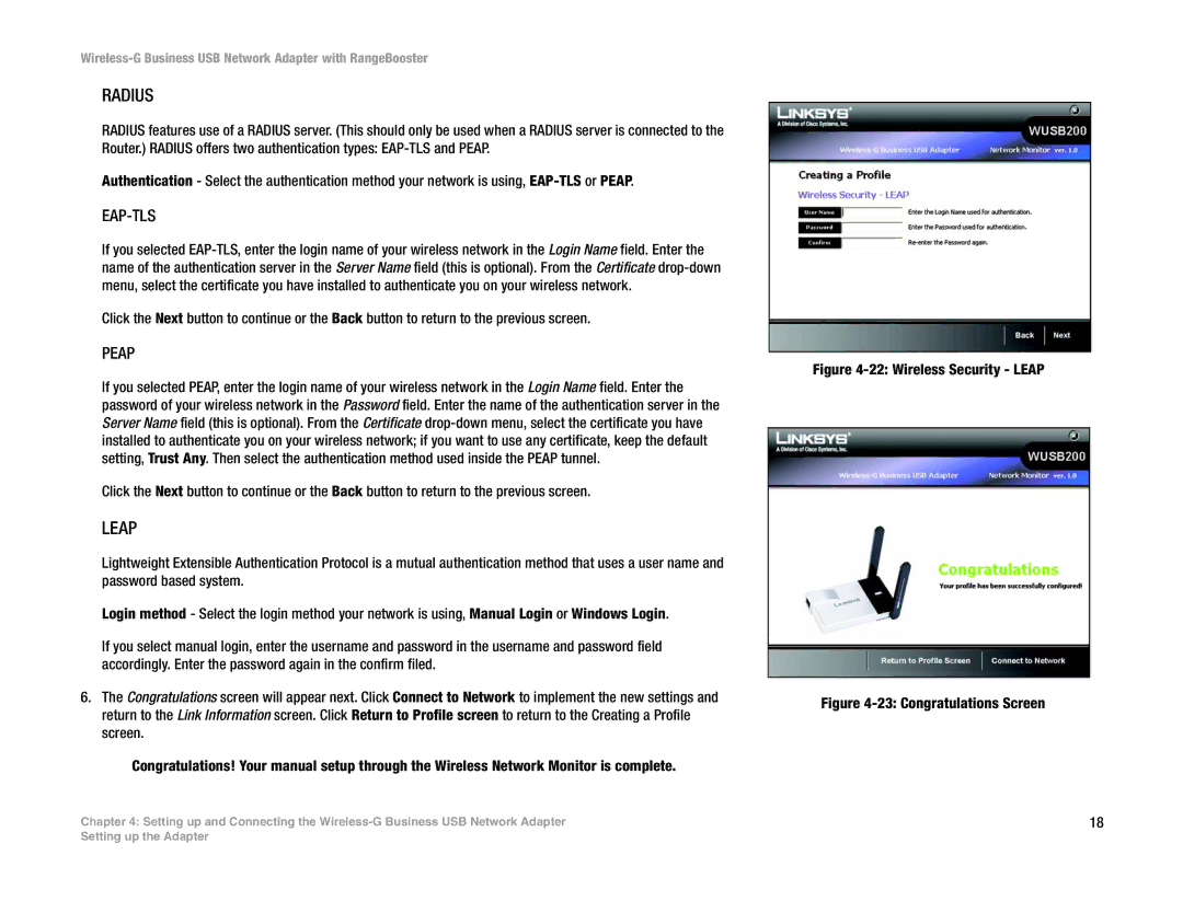 Linksys WUSB200 manual Radius 
