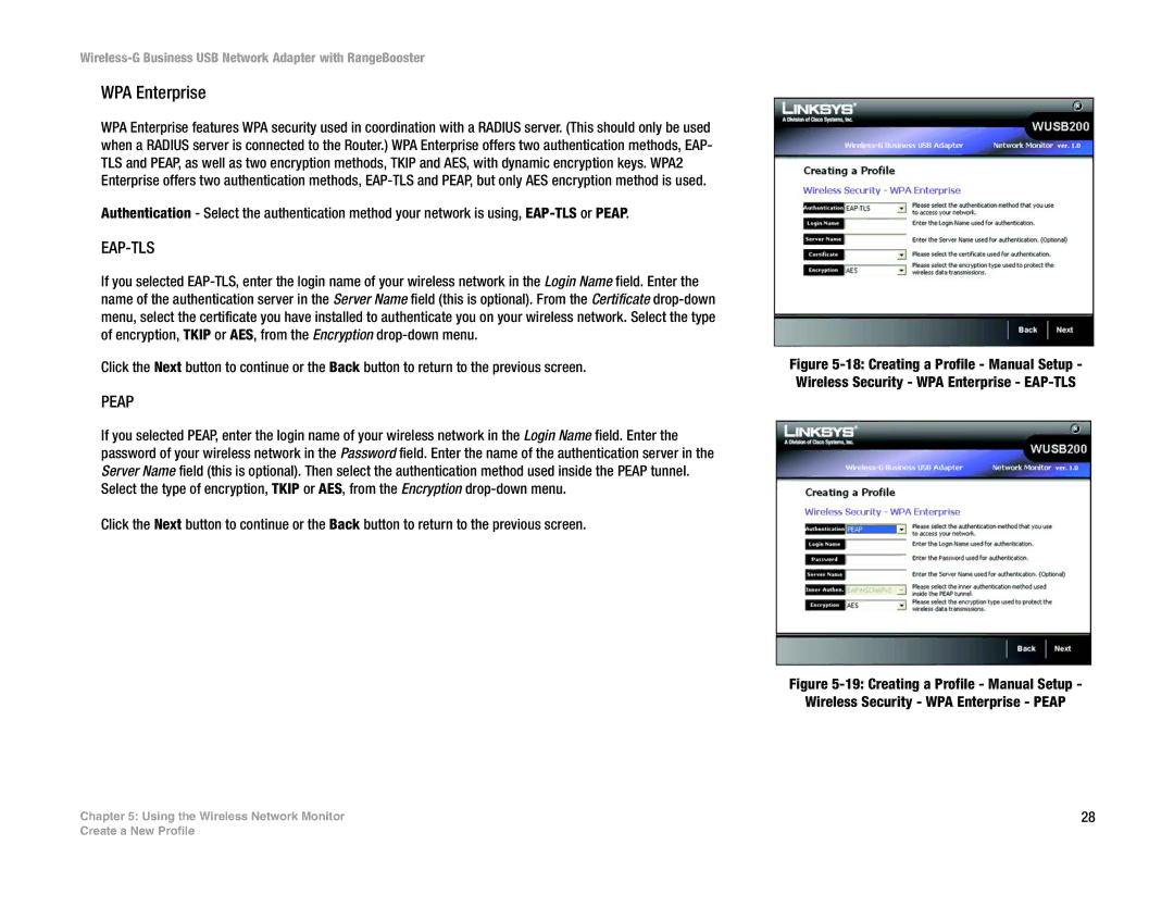 Linksys WUSB200 manual WPA Enterprise 