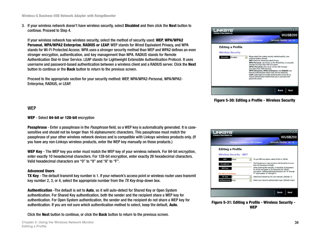 Linksys WUSB200 manual Wep 