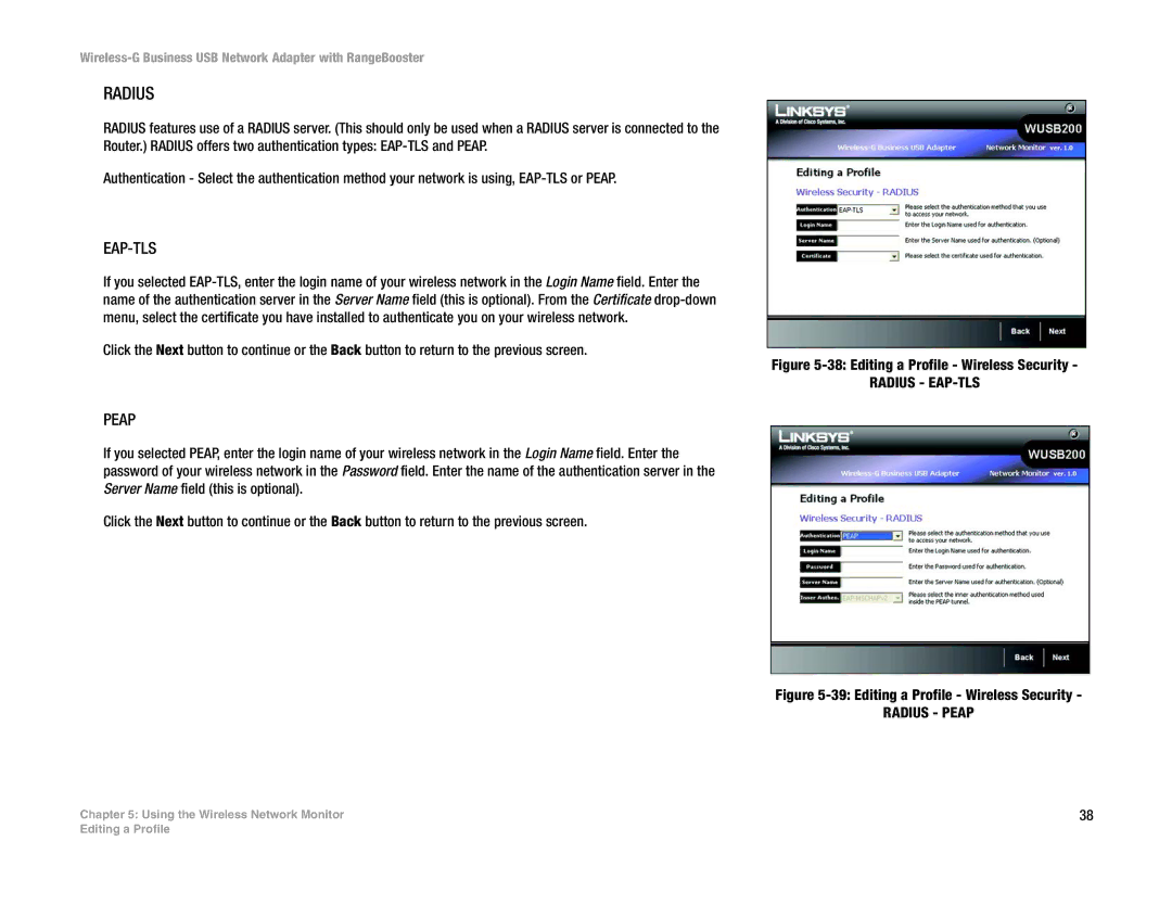 Linksys WUSB200 manual Radius EAP-TLS 